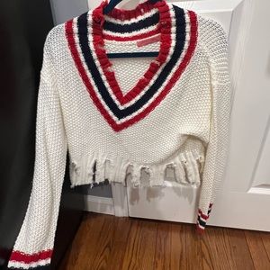 Signature cropped white sweater